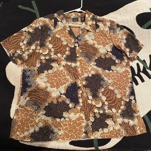 Abstract patterned animal print button up Shirt